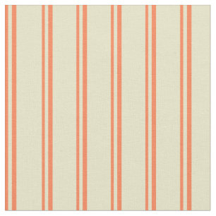 Coral and Pale Goldenrod Coloured Stripes Pattern Fabric