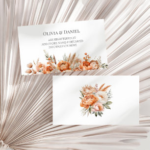Coral and Peach Dry Flower Wedding Registry Enclosure Card