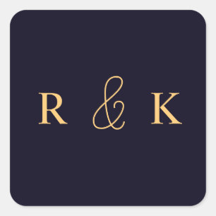 Coral and peach personalised monogrammed square sticker