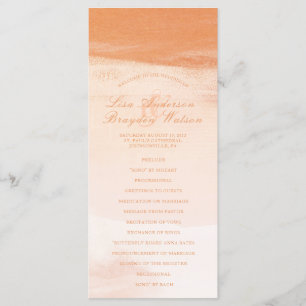Coral and Peach Watercolor Wash Wedding Program Programme