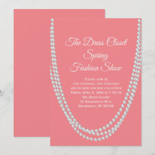 Coral and Pearls Fashion Show Invitation
