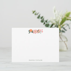 Coral and Pink Floral Bridal Shower Personalised Card