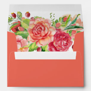 Coral and Pink Rose Cluster Envelope
