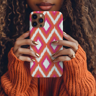 Coral and Pink Tribal Ikat iPhone 15 Pro Max Case
