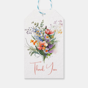 Coral and Purple Wildflowers Bridal Shower Gift Tags