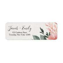 Coral and Sage Return Address Label
