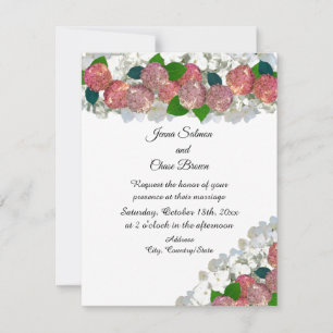Coral and Salmon Mixed Flowers Wedding Invitation
