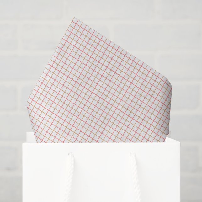 Coral and Sand Plaid Chequered Tissue Paper (Gift Bag)