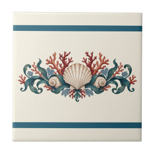 Coral and Seashell Custom Colour Frieze Tile