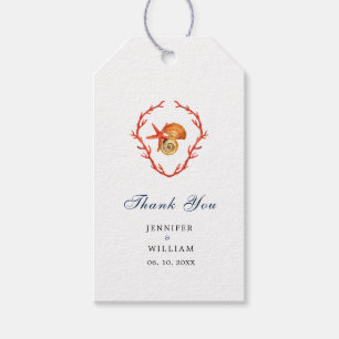 Coral and seashells Beach wedding  Gift Tags