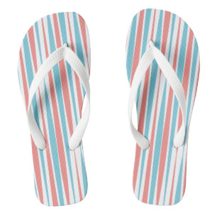 Coral and Teal Brush Stroke Flip Flops