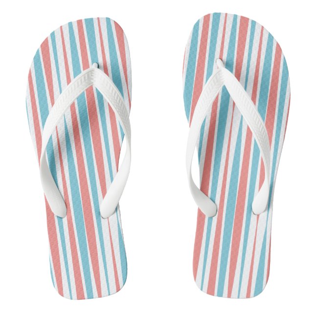 Coral and Teal Brush Stroke Flip Flops (Footbed)