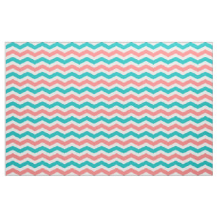 Coral and Teal Chevron Fabric