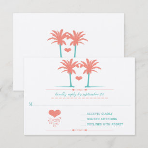 Coral and Turquoise Beach Typography Invite