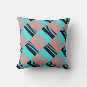Coral and Turquoise Pattern Cushion