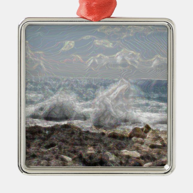 Coral and Waves Metal Tree Decoration (Front)