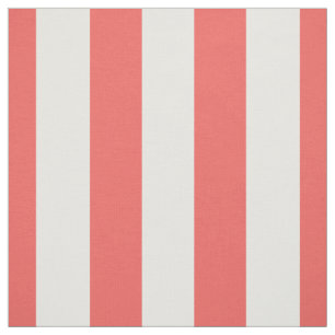 Coral and White 1.5" Stripes Pattern Fabric
