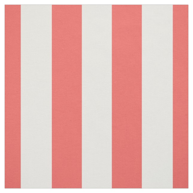 Coral and White 1.5" Stripes Pattern Fabric (Swatch)