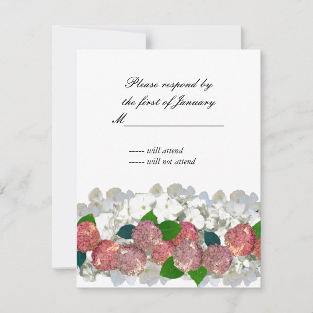  Coral and White Bouquet of Florals Reply Card (Front)