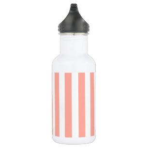 Coral and white candy stripes 532 ml water bottle