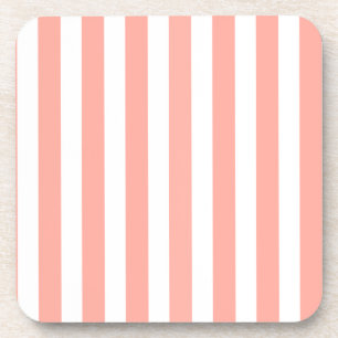 Coral and white candy stripes coaster