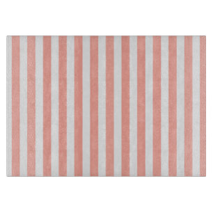 Coral and white candy stripes cutting board