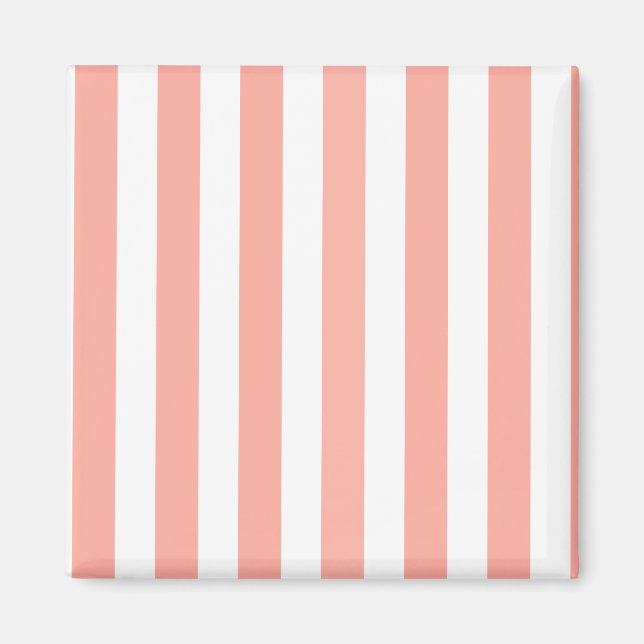 Coral and white candy stripes magnet (Front)