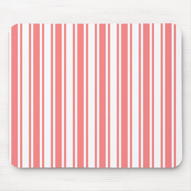 Coral and white candy stripes mouse pad (Front)