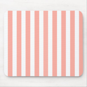 Coral and white candy stripes mouse pad