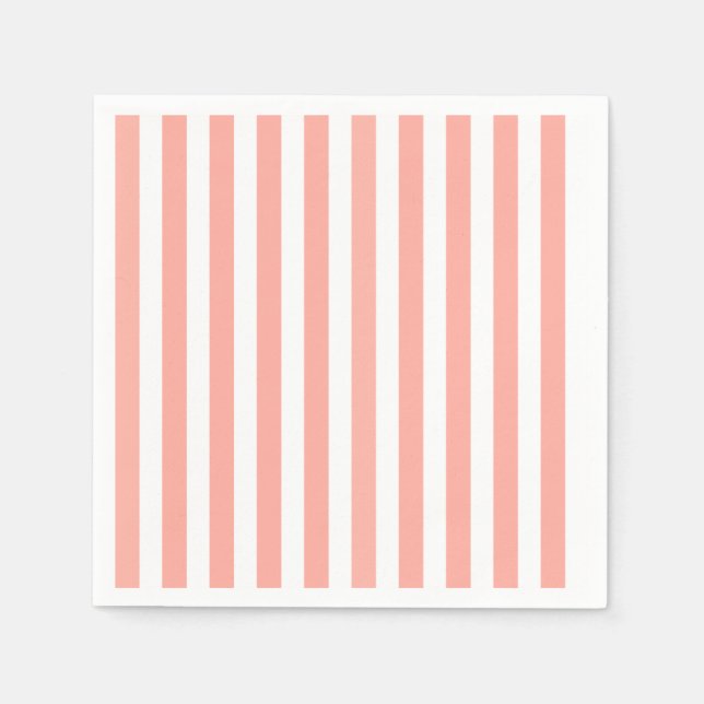 Coral and white candy stripes napkin (Front)
