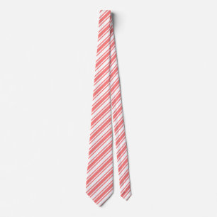 Coral and white candy stripes tie