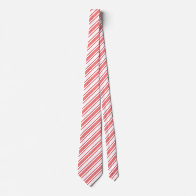 Coral and white candy stripes tie (Front)