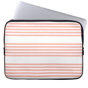 Coral and white five stripe pattern laptop sleeve