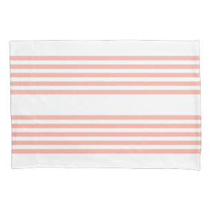 Coral and white five stripe pattern pillowcase