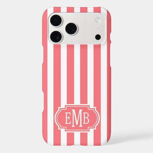 Coral and White Monogrammed Stripes (Back)
