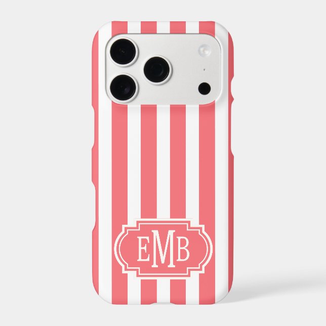 Coral and White Monogrammed Stripes (Back)