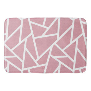 Coral and white mosaic pattern bath mat