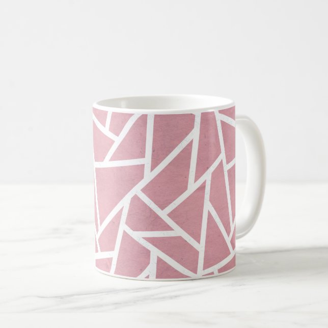 Coral and white mosaic pattern coffee mug (Front Right)