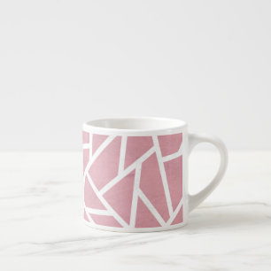 Coral and white mosaic pattern espresso cup