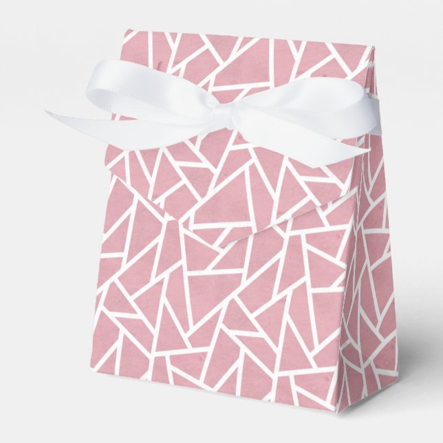 Coral and white mosaic pattern favour box (Front Side)