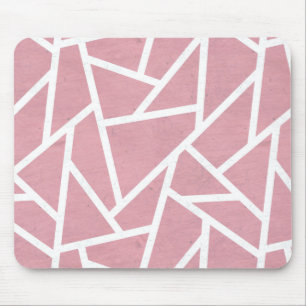 Coral and white mosaic pattern mouse pad