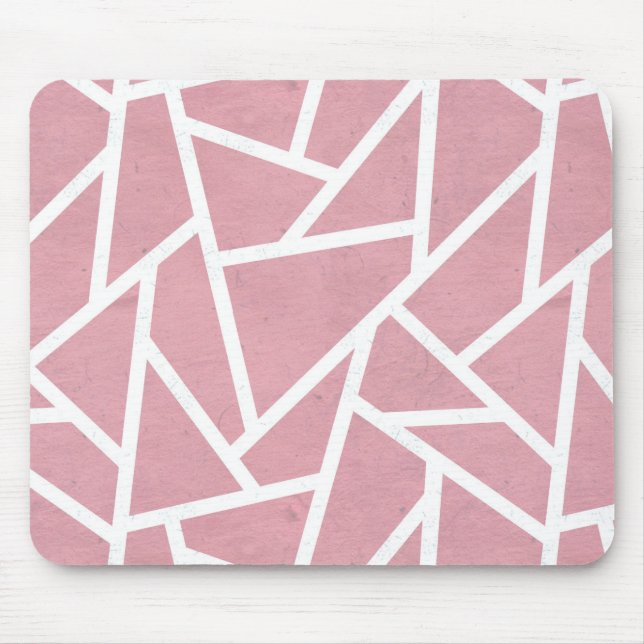 Coral and white mosaic pattern mouse pad (Front)