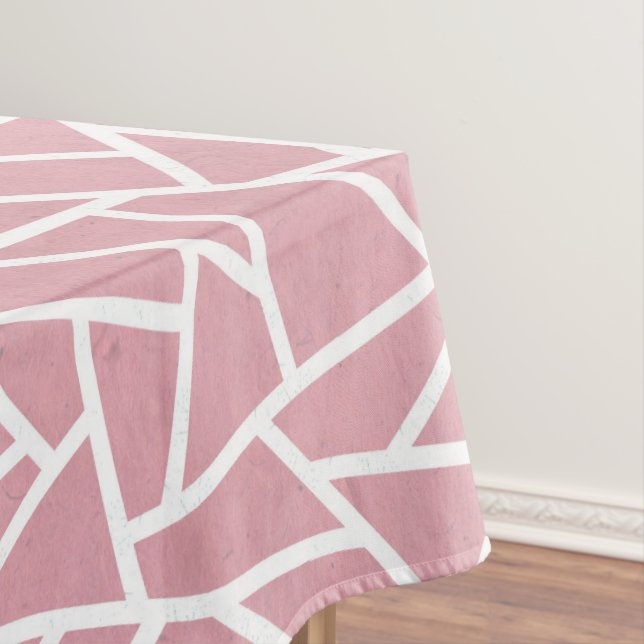 Coral and white mosaic pattern tablecloth (In Situ)