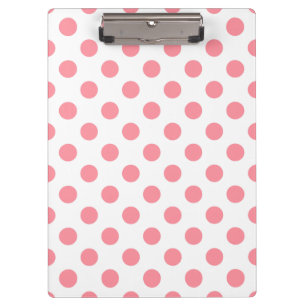 Coral and white polka dots clipboard