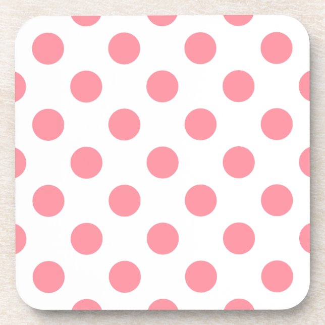 Coral and white polka dots coaster (Front)