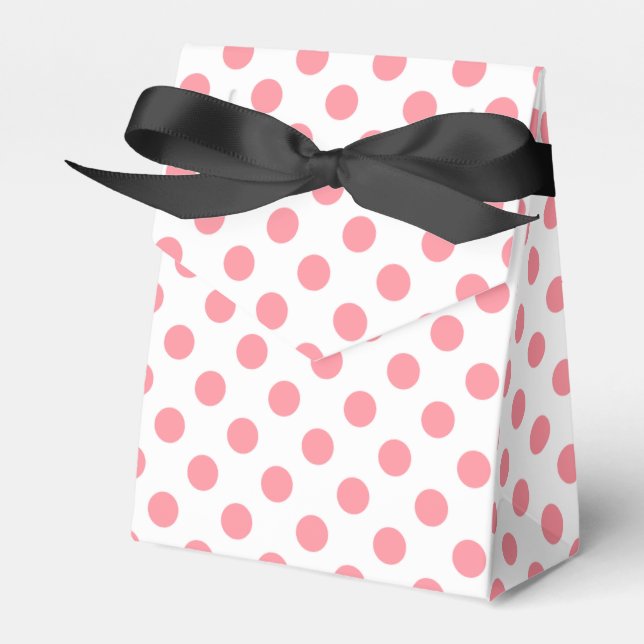 Coral and white polka dots favour box (Front Side)
