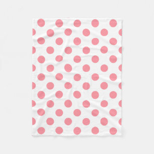 Coral and white polka dots fleece blanket