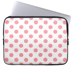 Coral and white polka dots laptop sleeve