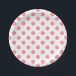 Coral and white polka dots paper plate<br><div class="desc">Coral and white polka dots</div>