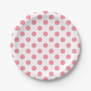 Coral and white polka dots paper plate